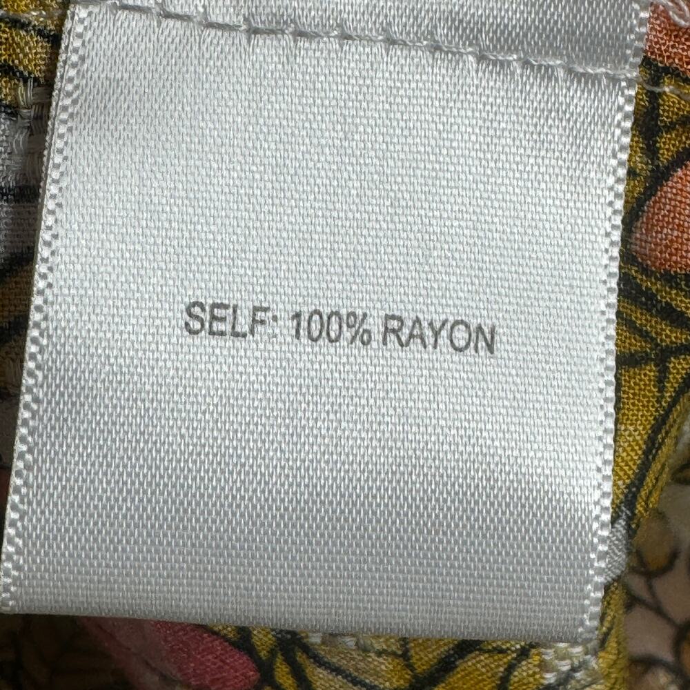 Jane and Delancey Floral Smocked Tunic Top Boho Bohemian Yellow Orange Red XL ￼ - Picture 8 of 9